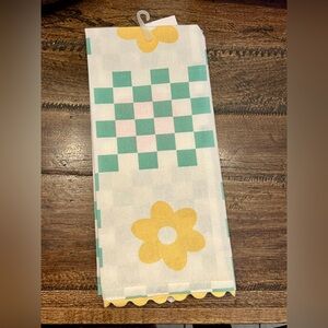 The Spring Shop Teal and Yellow Checkered Kitchen Towel